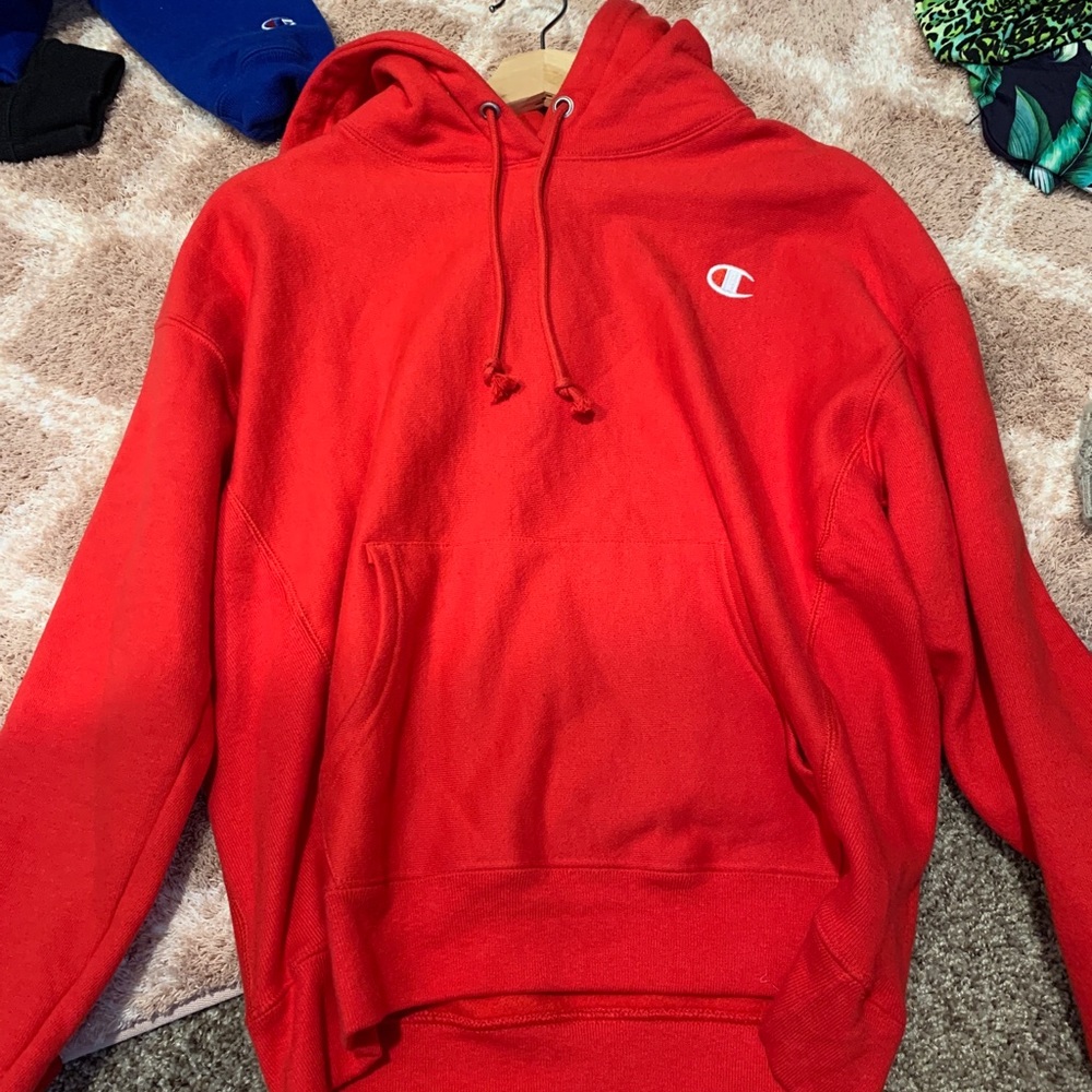 Red champion hoodie